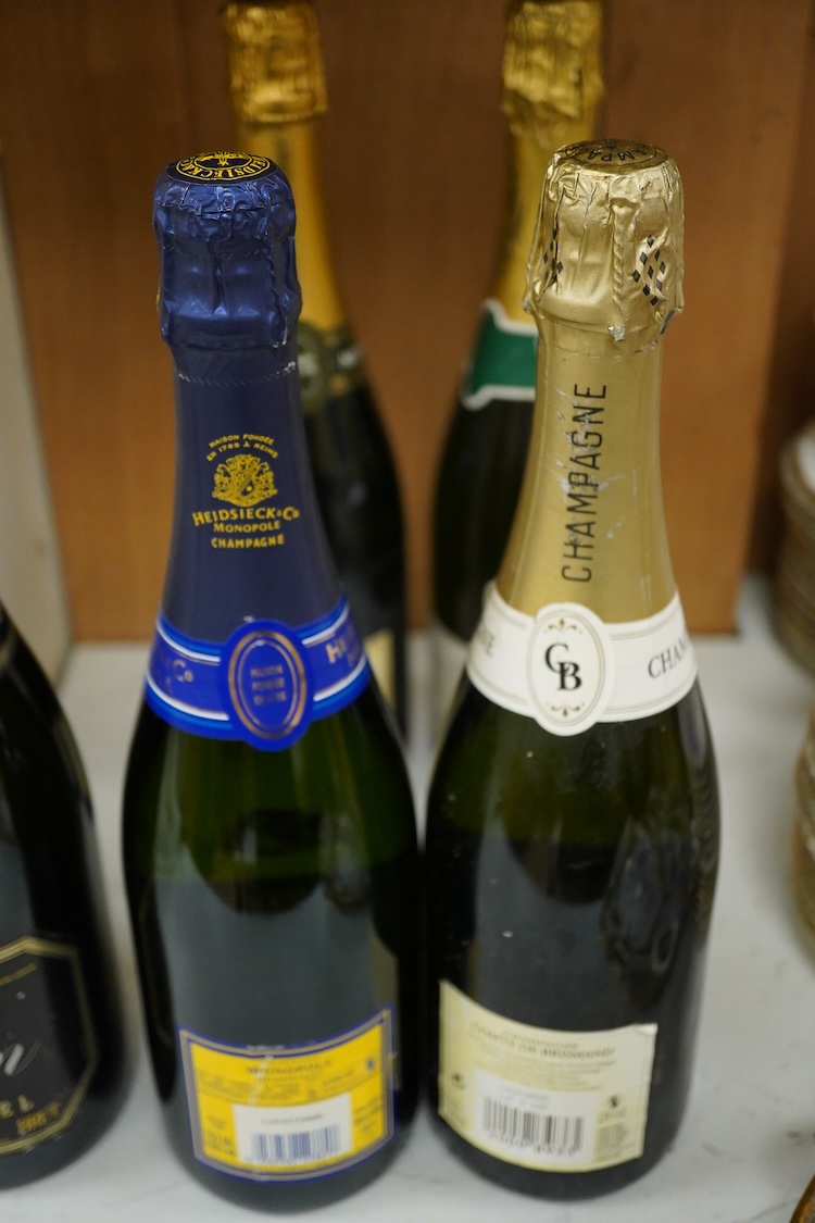 Six various bottles of Champagne to include Monopole, Lanson Black Label and G H Martel & Co